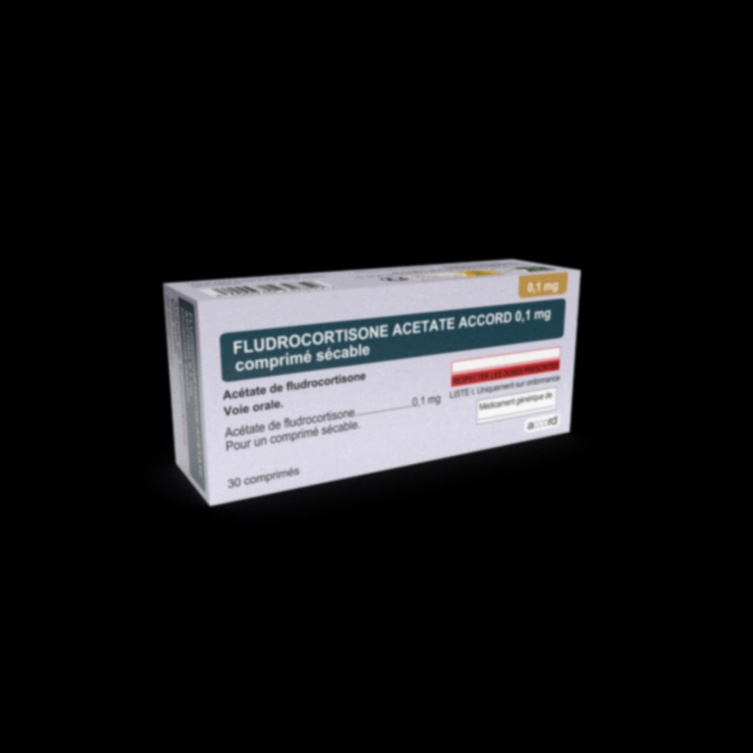 Flacon de Fludrocortisone et blister de comprimés