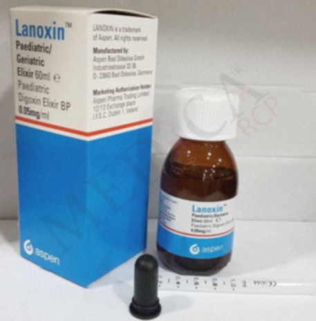 Commander Lanoxin - illustration d'un flacon de digoxine